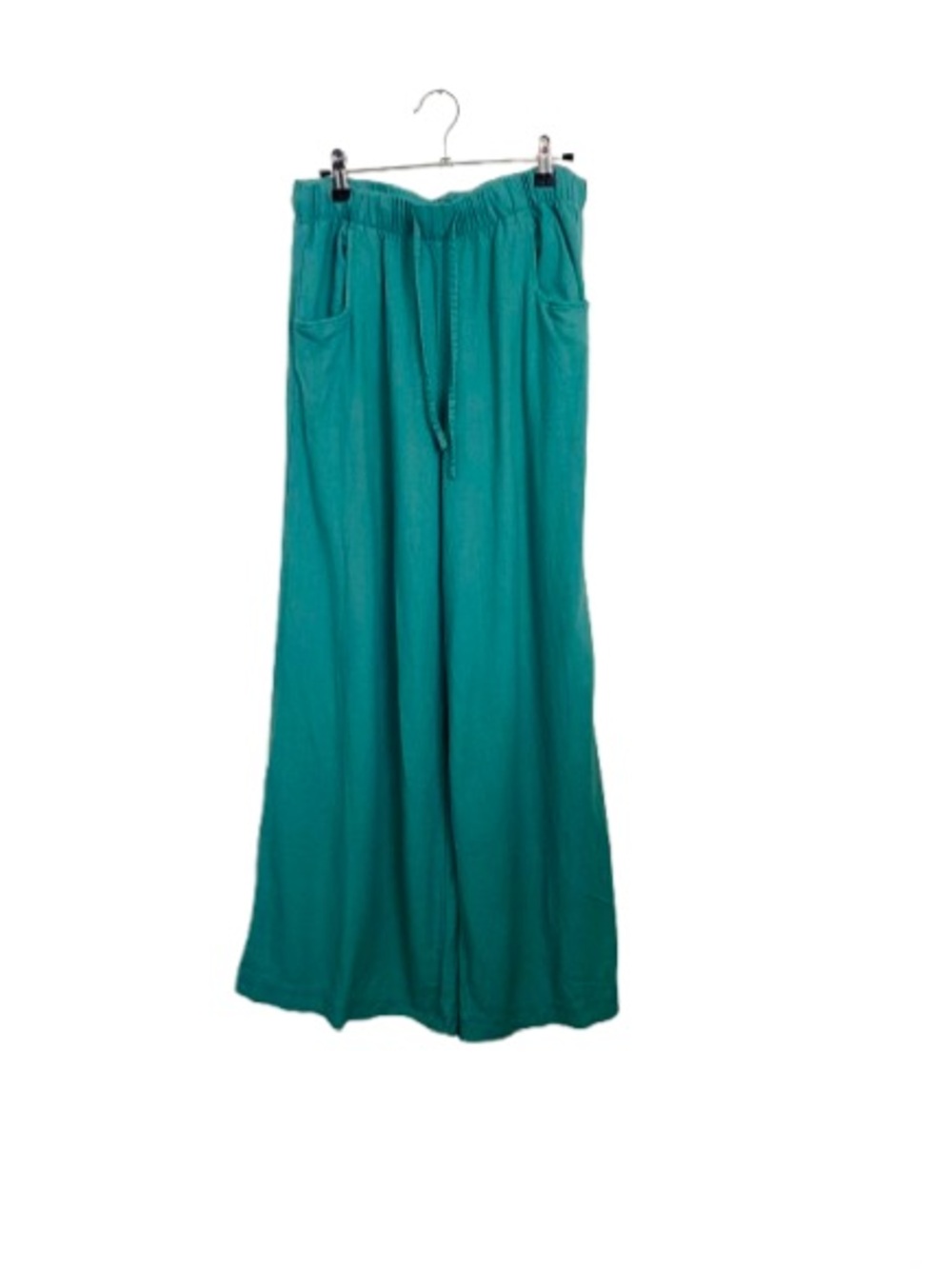 Rewash Teal Elastic Waist Wide-Leg Pants with Pockets Size L